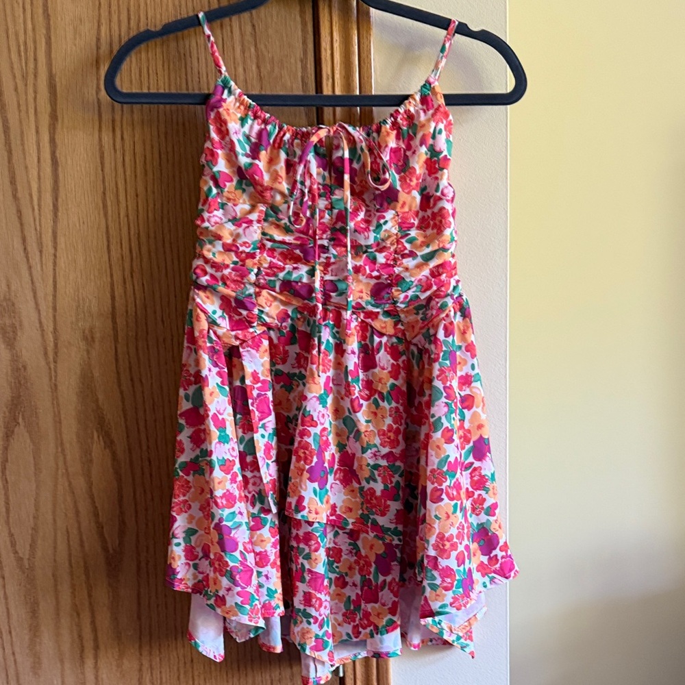 Princess Polly Floral Mini Dress in Pink, Orange, Green